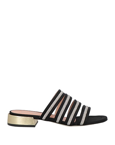 POLLINI Sandals Black Textile fibers
