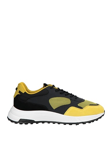 HOGAN Sneakers Lime green Leather, Textile fibres