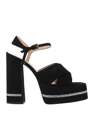 POLLINI Sandals Black Leather