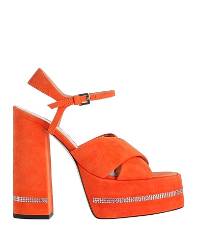 POLLINI Sandals Orange Leather