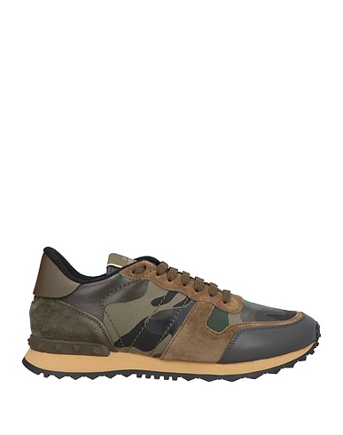 VALENTINO GARAVANI Sneakers Military green Leather, Textile fibres