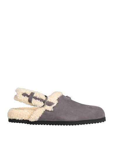 DOLCE&GABBANA Mules und Clogs Grau Leder, Gewebefasern