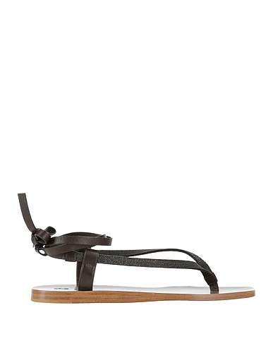 BRUNELLO CUCINELLI Flip flops Dark brown 100% Leather