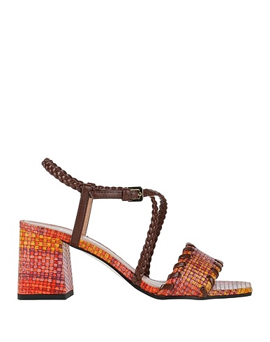 POLLINI Sandals Marigold Leather, Textile fibers