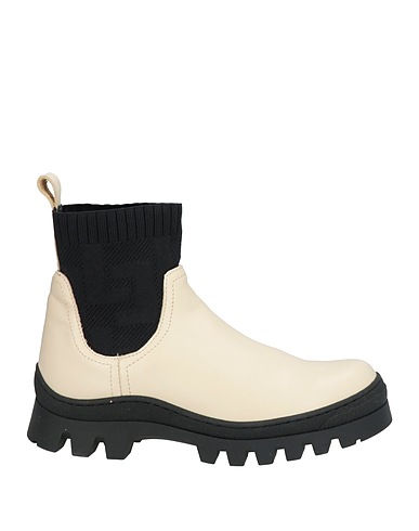 LIVIANA CONTI Ankle boot Beige Leather, Textile fibers