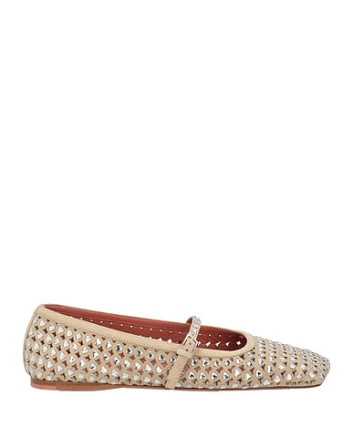 AMINA MUADDI Ballet flats Sand Leather, Other Fibres