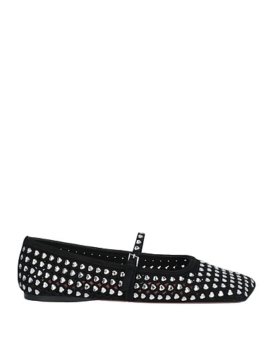 AMINA MUADDI Ballerinas Schwarz Leder, Andere Fasern