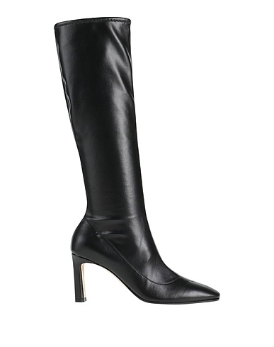 SERGIO ROSSI Boots Black Leather, Textile fibres