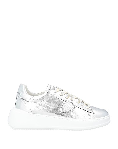 PHILIPPE MODEL Sneakers Silver Leather, Textile fibres