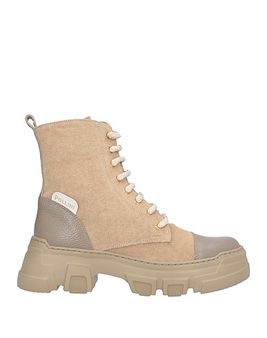 POLLINI Ankle boot Khaki Textile fibers, Leather