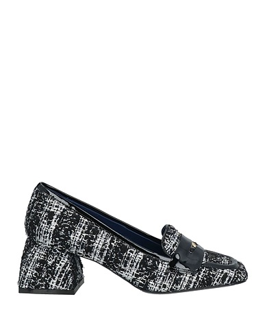 POLLINI Loafers Black Textile fibres, Leather