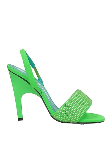 THE ATTICO Sandals Green Textile fibers, Leather