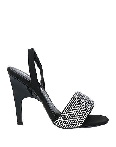 THE ATTICO Sandals Black Textile fibers, Leather