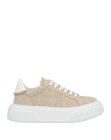 CASADEI Sneakers Beige Leather, Textile fibers
