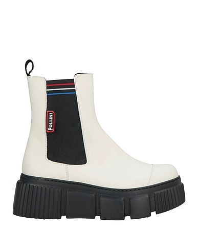POLLINI Ankle boot OFF WHITE Leather