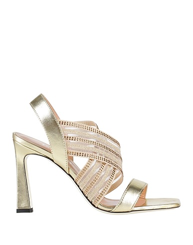 POLLINI Sandalen Platin Leder, Gewebefasern