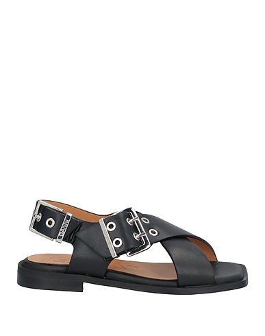 GANNI Sandals Black Textile fibers