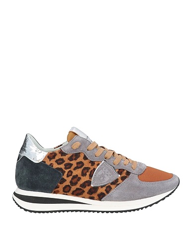 PHILIPPE MODEL Sneakers Grey Leather, Textile fibres