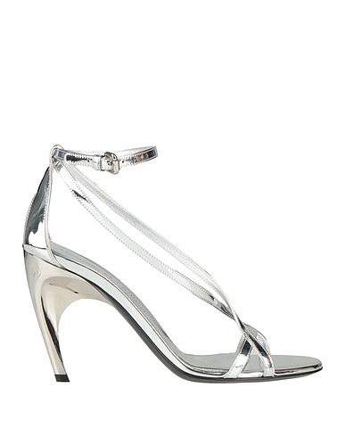 MCQUEEN Sandals Silver Leather