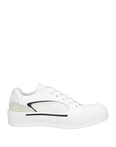 MCQUEEN Sneakers White Leather, Textile fibres
