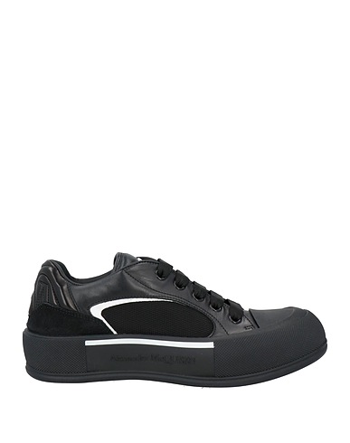 MCQUEEN Sneakers Black Leather, Textile fibers