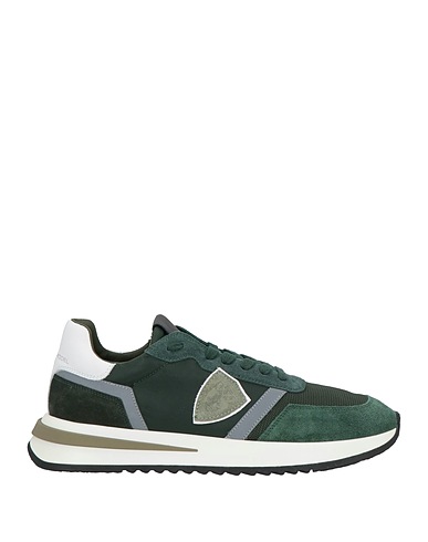 PHILIPPE MODEL Sneakers Dark green Leather, Textile fibres