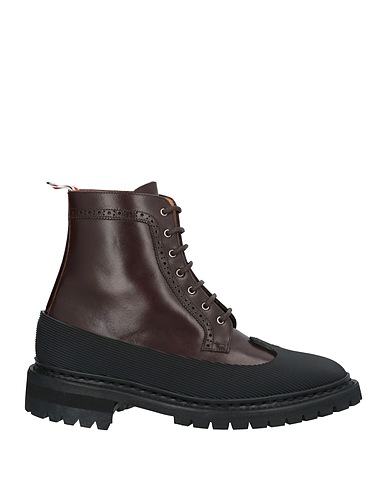 THOM BROWNE Ankle boot Chocolate brown Calfskin, Rubber