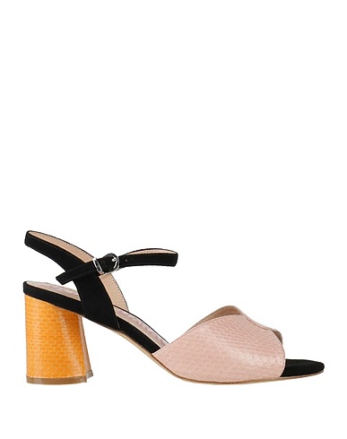 LUCIANO BARACHINI Sandals Pink Leather, Snakeskin