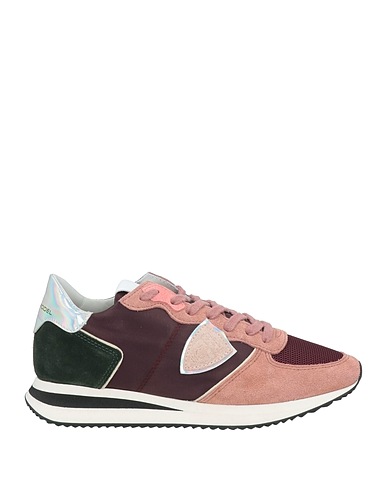 PHILIPPE MODEL Sneakers Burgundy Leather, Textile fibers