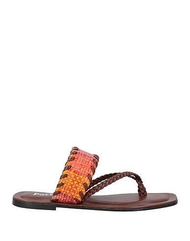 POLLINI Flip flops Brown Leather