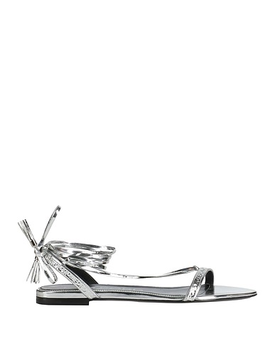 TOM FORD Sandals Silver Cow leather, Goat skin