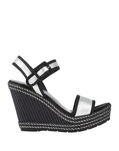 PARENTHESE Espadrillas Argento Pelle, Fibre tessili