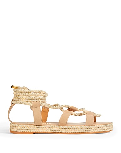 PAULA TORRES Espadrilles Beige Leather, Textile fibers