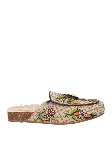 TORY BURCH Mules and clogs Beige Textile fibres, Leather