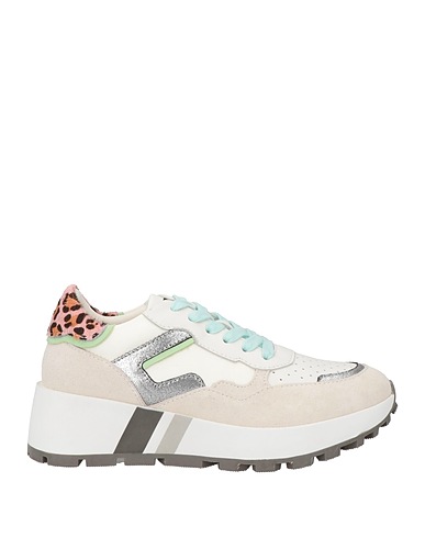 EMANUÉLLE VEE Sneakers White Leather, Textile fibres