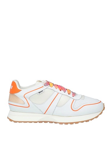 MSGM Sneakers White Leather, Textile fibers