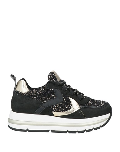 VOILE BLANCHE Sneakers Black Leather, Textile fibers