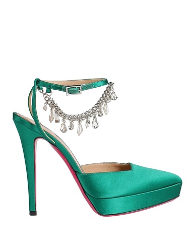 LUCIANO PADOVAN Pump Emerald green Textile fibers, Leather
