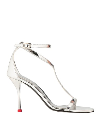 MCQUEEN Sandals Silver Leather