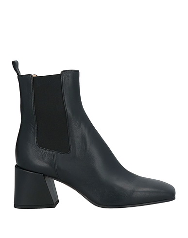 POMME D'OR Ankle boot Black Leather, Elastic fibres