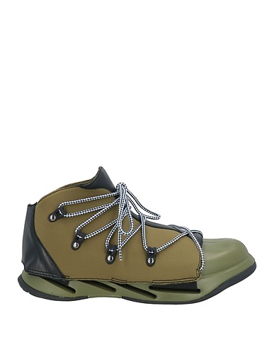 FESSURA Sneakers Military green Calfskin, Textile fibres