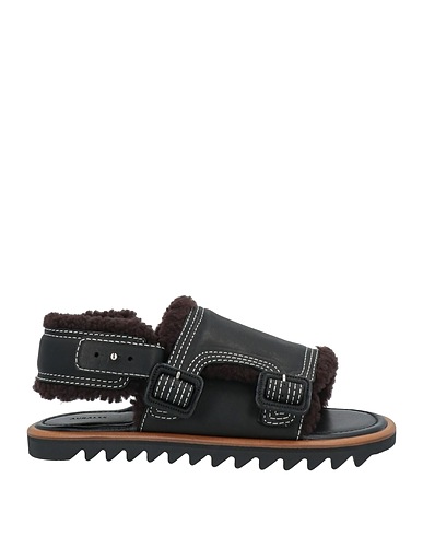 AURALEE Sandals Black Leather, Shearling