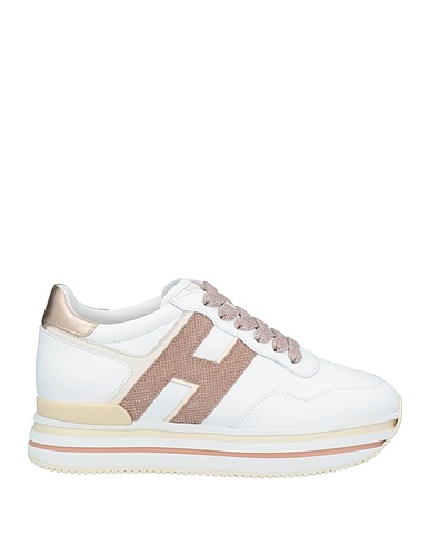 HOGAN Sneakers Blanc Cuir, Fibres textiles