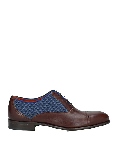 ETRO Laced shoes Chocolate brown Leather, Textile fibres