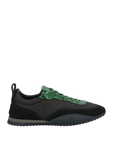 FERRAGAMO Sneakers Black Calfskin, Textile fibres