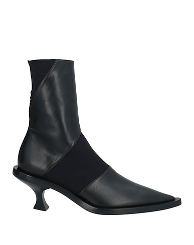JIL SANDER Ankle boot Black Leather, Textile fibers
