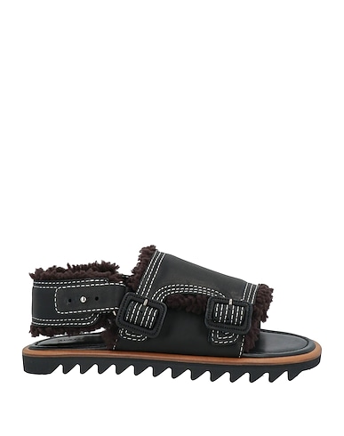 AURALEE Sandals Black Leather, Shearling