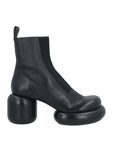 JIL SANDER Ankle boot Black Leather, Textile fibers