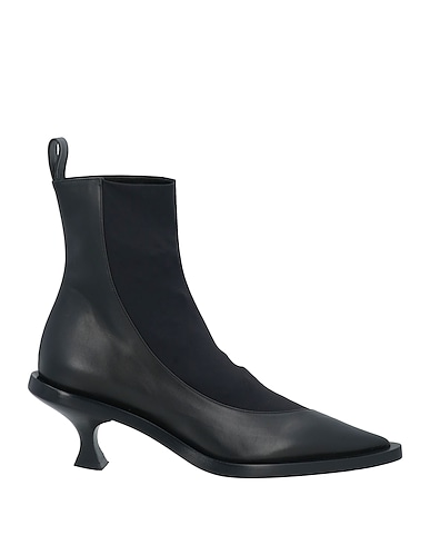 JIL SANDER Ankle boot Black Leather, Elastic fibres