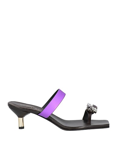 DONNARÌ Flip flops Purple Leather, Textile fibers